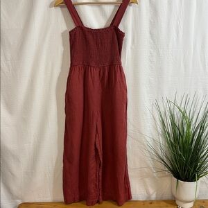 J Crew Linen Wide Leg Jumpsuit